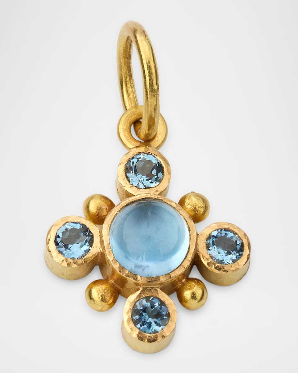 19K Small Round Aquamarine Pendant